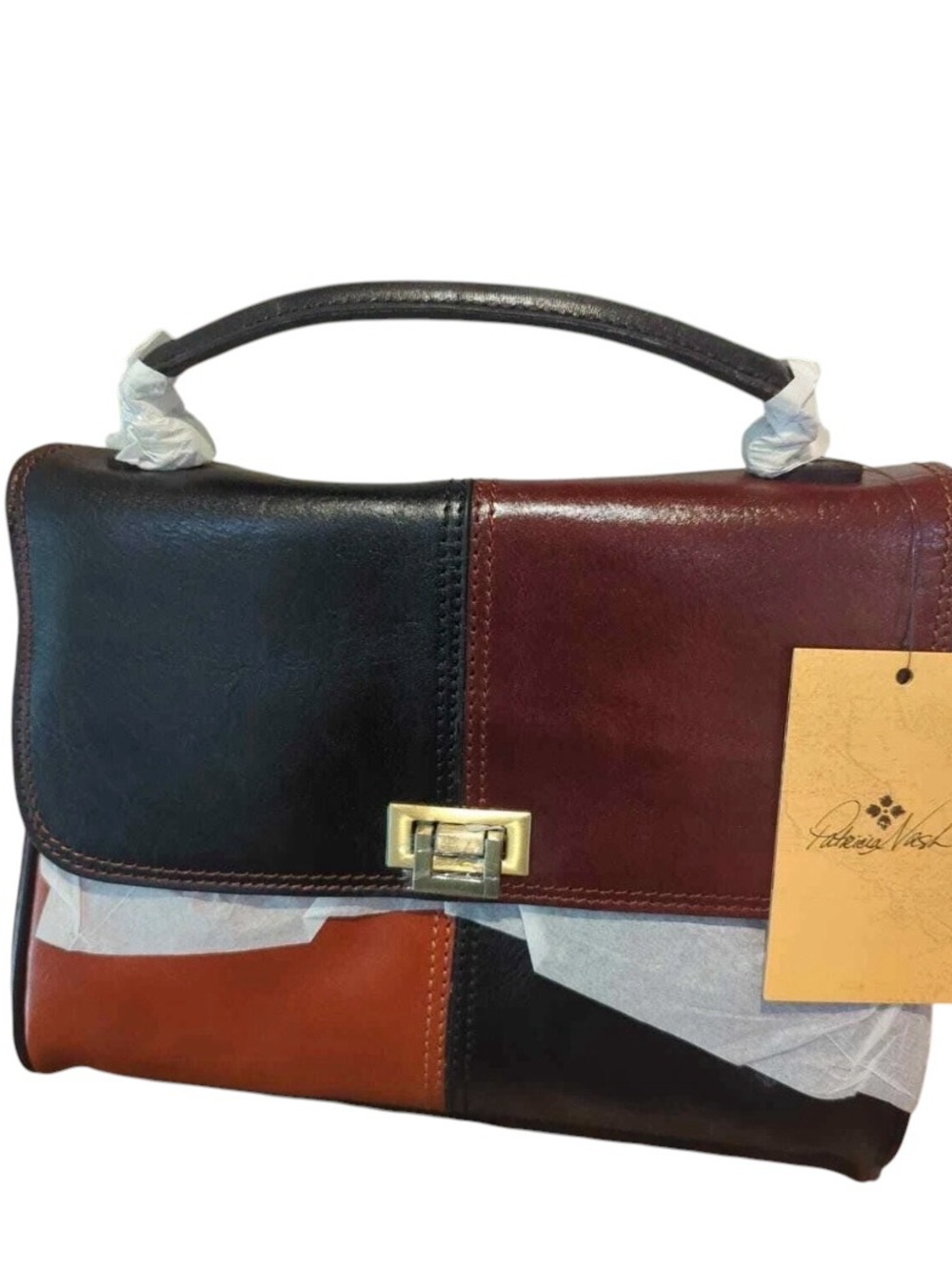 Patricia Nash Yokey Top Handle Colorblock Leather Purse NWT - Picture 5 of 7
